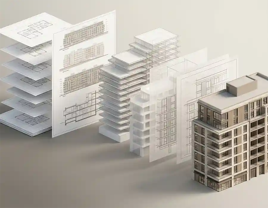 Architectural project visualization prepared before construction and presentation